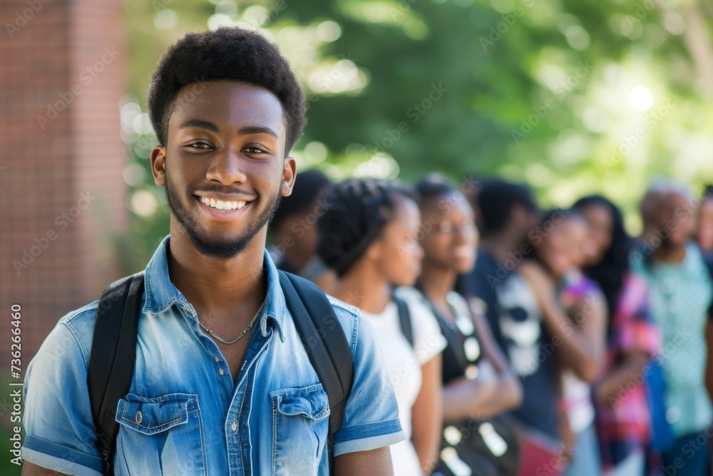 African male student and African American students together outside during summer